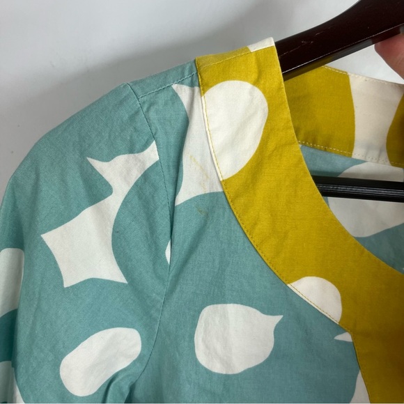 Boden Size US 6 Kaftan Blue Gold Cotton Blouse Top R14 - Picture 4 of 6